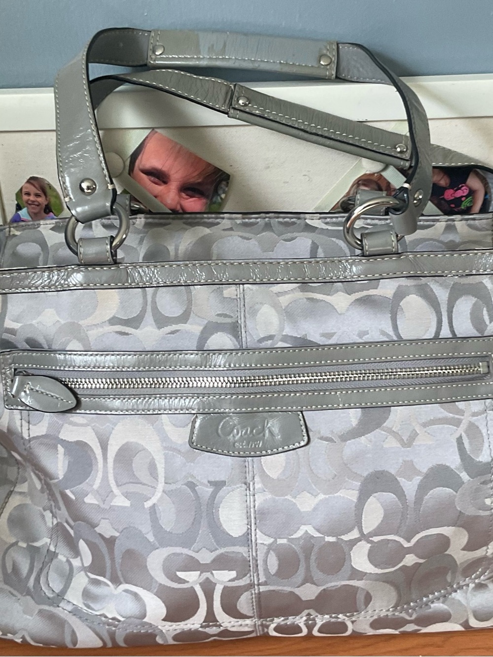 Coach Silver Gray Signature Shoulder Bag